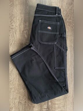 Dickies Black Work Carpenter Pants with White Topstitch